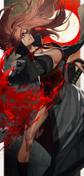 Rule 34 | 1girl, absurdres, amputee, baiken, big hair, black jacket, black kimono, blood, breasts, cleavage, eyepatch, facial tattoo, guilty gear, guilty gear xrd, highres, holding, holding sword, holding weapon, jacket, jacket on shoulders, japanese clothes, katana, kimono, large breasts, multicolored clothes, multicolored kimono, one-eyed, open clothes, open kimono, parted lips, pink hair, ponytail, red eyes, sash, scar, scar across eye, scar on face, sokuse kienta, sword, tattoo, thighs, weapon, white kimono