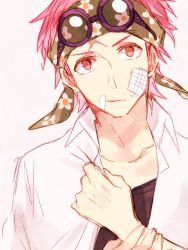 Rule 34 | 1boy, bandages, koby (one piece), eyewear on head, floral print, glasses, head scarf, headband, mako1124, male focus, one piece, pink hair, solo
