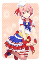 Rule 34 | 1boy, blush, bow, bshi edayo, crossdressing, full body, hat, interlocked fingers, reona west, looking at viewer, male focus, mole, mole under eye, open mouth, pink eyes, pink hair, pretty series, pripara, short hair, skirt, solo, trap