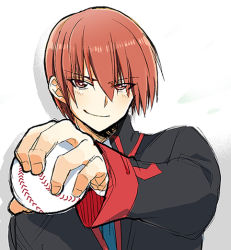 Rule 34 | 1boy, ashida yuri, baseball, brown hair, little busters!, male focus, natsume kyousuke, red eyes, school uniform, short hair, solo