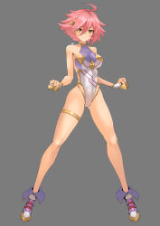 Rule 34 | 1girl, breasts, deekei, highres, impossible clothes, large breasts, leotard, original, pink hair, short hair, skin tight, solo, thighs, tohno amane (deekei), yellow eyes