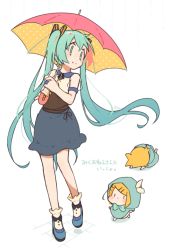 Rule 34 | 1boy, 2girls, aged down, aqua eyes, aqua hair, baby, bad id, bad pixiv id, blonde hair, blue skirt, bow, bowtie, commentary, falling, hair ornament, hairclip, hatsune miku, highres, holding, holding umbrella, kagamine len, kagamine rin, kitsune no ko, long hair, looking at another, multiple girls, raincoat, see-through, see-through sleeves, short hair, skirt, smile, spiked hair, swept bangs, translated, twintails, twitter username, umbrella, very long hair, vocaloid, walking, white background, | |
