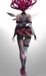 Rule 34 | 1girl, absurdres, ass, black footwear, black pantyhose, clenched hand, floating hair, from behind, highres, hololive, hololive english, irys (hololive), long hair, open hand, pantyhose, pink hair, single leg pantyhose, single thighhigh, solo, spicyyrum, thighhighs, virtual youtuber, walking, white thighhighs