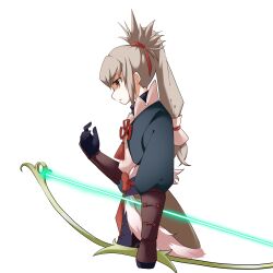 Rule 34 | 1boy, bow (weapon), fire emblem, fire emblem fates, fujin yumi (fire emblem), grey hair, high ponytail, highres, holding, holding bow (weapon), holding weapon, japanese clothes, long hair, male focus, nintendo, ponytail, red ribbon, ribbon, takumi (fire emblem), tsukimidango, upper body, weapon, yumi (bow)