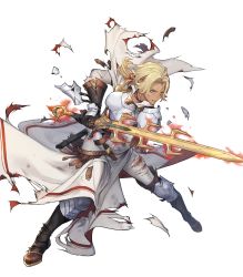 Rule 34 | 1girl, arm guards, armor, belt, blonde hair, blue eyes, boobplate, breastplate, breasts, catherine (fire emblem), closed mouth, dark-skinned female, dark skin, female focus, fire emblem, fire emblem: three houses, fire emblem heroes, full body, gloves, highres, holding, holding sword, holding weapon, knee pads, long hair, long sleeves, looking at viewer, nintendo, official art, p-nekor, pants, parted bangs, puffy sleeves, shoulder armor, solo, sword, torn clothes, transparent background, weapon, white pants