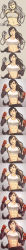 Rule 34 | 1990s (style), 1girl, absurdres, bad id, bad pixiv id, breasts, brown eyes, brown hair, collage, earrings, elbow gloves, final fantasy, final fantasy vii, fingerless gloves, gloves, grey background, highres, jewelry, large breasts, lips, long hair, long image, making-of, making-of available, maou alba, midriff, navel, open mouth, pencil skirt, retro artstyle, simple background, sketch, skirt, solo, suspenders, tall image, tifa lockhart, unfinished, very long hair