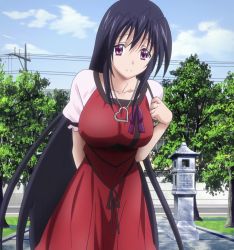 Rule 34 | 10s, 1girl, black hair, breasts, high school dxd, highres, himejima akeno, large breasts, long hair, stitched, third-party edit