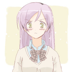 Rule 34 | 00s, 1girl, blush, female focus, green eyes, grey background, looking at viewer, lowres, okuwaka tsubomi, pink hair, purple hair, simple background, solo, strawberry panic!, white background, yellow eyes