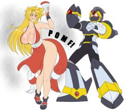 Rule 34 | 1boy, 1girl, blonde hair, breasts, cosplay, fatal fury, huge breasts, long hair, marty (mega man), mega man (series), x (mega man), mega man x (series), shiranui mai, shiranui mai (cosplay), smile, the king of fighters