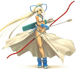 Rule 34 | 1girl, arrow (projectile), blonde hair, blue eyes, bow (weapon), long hair, majikina mina, samurai spirits, snk, solo, very long hair, weapon