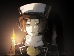 Rule 34 | 1boy, black hair, candle, guilty gear, guilty gear xrd, hat, highres, holding, holding candle, ko jira, looking at viewer, pale skin, shaded face, short hair, solo focus, straight hair, zappa