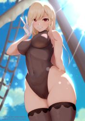 Rule 34 | a-o a, absurdres, blonde hair, breasts, cameltoe, commentary, cosplay, earrings, highres, jewelry, kitagawa marin, large breasts, long hair, medium breasts, pantyhose, piercing, red eyes, solo, sono bisque doll wa koi wo suru, swept bangs, thig, thighhighs, thighs, tight clothes, virtual youtuber