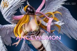 Rule 34 | angel, angel girl, angewomon, asymmetrical clothes, asymmetrical legwear, breasts, cleavage, digimon, digimon (creature), dragon studio, extra wings, figure, head wings, large breasts, long hair, mask, monster girl, revealing clothes, sagging breasts, toy, wings