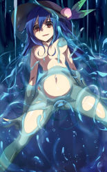 Rule 34 | 1girl, bad id, bad pixiv id, blue hair, grabbing another&#039;s breast, breasts, empty eyes, food, fruit, grabbing, hat, hinanawi tenshi, inflation, long hair, navel, nipples, nude, partially submerged, peach, pussy, rape, red eyes, slime (substance), smile, solo, spread legs, spread pussy, stomach bulge, sushikuugo (suisen), tentacle sex, tentacles, touhou, v, vaginal, very long hair, zhu (pixiv18983)