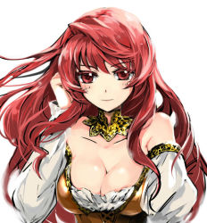 Rule 34 | 10s, 1girl, arukas, breasts, cleavage, large breasts, long hair, maou (maoyuu), maoyuu maou yuusha, red eyes, red hair, solo