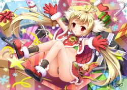 Rule 34 | &gt; &lt;, 1girl, ahoge, azur lane, bell, belt, bird, black panties, black socks, blonde hair, blush, boots, bow, box, breasts, candy, candy cane, capelet, chick, christmas, christmas stocking, commentary request, eldridge (azur lane), eldridge (holy night&#039;s embrace) (azur lane), facial mark, food, fur-trimmed boots, fur-trimmed capelet, fur-trimmed gloves, fur-trimmed skirt, fur trim, gift, gift box, gloves, green belt, green bow, hair ornament, highleg, highleg panties, highres, kanopan, looking at viewer, outstretched arms, panties, parted lips, partially visible vulva, pom pom (clothes), red capelet, red eyes, red footwear, red gloves, red skirt, santa boots, santa costume, santa gloves, signature, skindentation, skirt, small breasts, snowman, socks, solo, star (symbol), torpedo, twintails, underboob, underwear