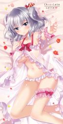 Rule 34 | 10s, 1girl, alternate costume, armpits, artist name, bad id, bad pixiv id, bare legs, bed sheet, blush, bow, breasts, camisole, frilled panties, frills, from above, hair between eyes, hair bow, hair ribbon, halterneck, hand on own chest, ichiyou moka, kantai collection, kashima (kancolle), large breasts, light smile, lingerie, long hair, lowleg, lowleg panties, navel, no bra, panties, pink panties, reaching, reaching towards viewer, ribbon, scrunchie, see-through, silver hair, sleepwear, solo, thigh strap, thighs, tsurime, twintails, twitter username, underboob, underwear, wavy hair, wrist scrunchie