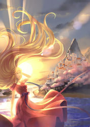 1girl bad_id bad_pixiv_id blonde_hair female_focus highres kaminary long_hair original solo very_long_hair wind