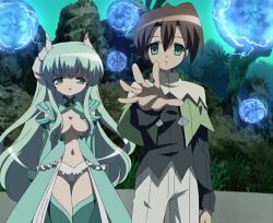 Rule 34 | 00s, 1boy, black shirt, blouse, capelet, cowboy shot, falce, glowing, green capelet, hair between eyes, half-closed eyes, hasegawa takuto, legs together, long hair, magician&#039;s academy, no bra, outdoors, parted bangs, revealing clothes, screencap, shirt, standing, stitched, thighhighs, third-party edit, very long hair, wavy hair, wide hips