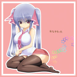Rule 34 | 1girl, ass, bare shoulders, breasts, collarbone, fork, grey hair, hair ornament, hair ribbon, huge breasts, impossible clothes, impossible shirt, long hair, necktie, original, red eyes, ribbon, riko (shuz), shirt, shortstack, shuz (dodidu), sitting, skirt, solo, star (symbol), thighhighs, twintails, very long hair