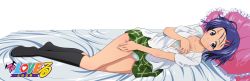 Rule 34 | 00s, 1girl, absurdres, bed, bra, embarrassed, female focus, full body, highres, long image, panties, pillow, sairenji haruna, short hair, shy, skirt, solo, to love-ru, underwear, white background, wide image