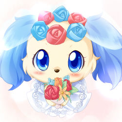 Rule 34 | blue eyes, blush, bouquet, flower, jewelpet (series), no humans, rose, solo, ukan muri