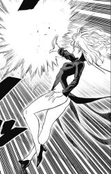 Rule 34 | 1girl, clothes lift, curly hair, dress, female focus, floating, high heels, murata yuusuke, official art, one-punch man, psychic, skin tight, skirt, skirt lift, tagme, tatsumaki, tight clothes, tight dress