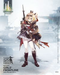 Rule 34 | 1girl, animal, animal on head, artist request, bag, bird, bird on head, black bag, black footwear, blonde hair, boots, brown dress, brown jacket, closed mouth, commentary request, copyright name, dress, eyewear on head, full body, girls&#039; frontline, gloves, grey eyes, gun, hair ornament, hairclip, highres, holding, holding bag, holding gun, holding weapon, id card, jacket, long hair, looking at viewer, official art, on head, open clothes, open jacket, pants, promotional art, side ponytail, simple background, snowflakes, solo, standing, sterling (girls&#039; frontline), submachine gun, transparent background, weapon, white gloves, white pants