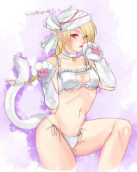 Rule 34 | 1girl, bad id, bad pixiv id, bandages, bell, neck bell, blonde hair, blush, bra, braid, breasts, cat cutout, cat ear panties, cat lingerie, choker, cleavage, cleavage cutout, clothing cutout, jingle bell, long hair, looking at viewer, mask, medium breasts, meme attire, navel, nintendo, panties, pointy ears, red eyes, sheik, solo, stomach, the legend of zelda, the legend of zelda: ocarina of time, underwear, underwear only, white bra