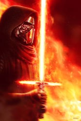 Rule 34 | 1boy, blurry vision, cape, eddie holly, energy, energy sword, epic, fire, gloves, heat haze, helmet, hood, kylo ren, lightsaber, mask, lava, realistic, science fiction, sith, spoilers, star wars, star wars: the force awakens, sword, torn clothes, weapon