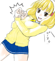 Rule 34 | 10s, 1girl, bad id, bad pixiv id, blonde hair, blush, hairband, kise yayoi, open mouth, ponytail, precure, short hair, skirt, smile, smile precure!, solo, sweatdrop, white hairband, yasuda suzuhito, yellow eyes, you&#039;re doing it wrong