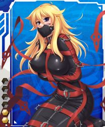 Rule 34 | 00s, 1girl, blonde hair, breasts, card (blue-r), card (medium), card (r), covered erect nipples, female focus, ferryl (taimanin asagi battle arena), large breasts, lilith-soft, long hair, looking at viewer, nipples, solo, taimanin (series), taimanin asagi, taimanin asagi battle arena all card gallery, taimanin asagi kessen arena, zol