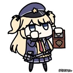 Rule 34 | 1girl, animated, animated gif, badge, girls&#039; frontline, long hair, lowres, pointing, police badge, seseren, super-shorty (girls&#039; frontline), twintails