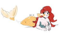 Rule 34 | 1girl, absurdres, bra, breasts, bright pupils, cleavage, cup, fins, fish tail, head fins, highres, kneeless mermaid, lying, mermaid, monster girl, nyma (siebe wierdsma), on stomach, original, parted hair, red hair, sideways glance, siebe wierdsma, tail, underwear, white pupils