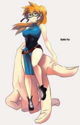Rule 34 | 10s, 1girl, bare shoulders, boku no hero academia, breasts, china dress, chinese clothes, corset, dress, full body, green eyes, highres, kendou itsuka, large breasts, long hair, looking at viewer, orange hair, oversized limbs, pelvic curtain, rdc7229, side ponytail, sitting, smile, solo, wind