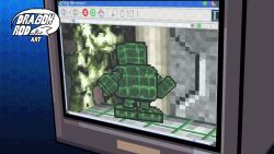 Rule 34 | 1other, animated, computer monitor, digimon, golemon (ps), other focus, solo, video, window (computing), wireframe