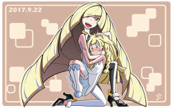 Rule 34 | absurdres, braid, colored pencil (medium), creatures (company), dated, game freak, graphite (medium), high heels, highres, lillie (pokemon), long hair, lusamine (pokemon), mikesi quan, mother and daughter, nintendo, pokemon, pokemon sm, traditional media, twin braids, very long hair, wavy mouth