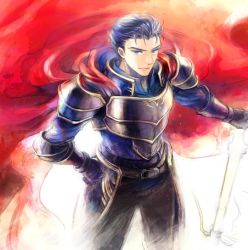 Rule 34 | 1boy, armor, axe, bad id, bad twitter id, blue eyes, blue hair, cape, fire emblem, fire emblem: the blazing blade, fire emblem heroes, gloves, hector (fire emblem), kuzumosu, looking at viewer, male focus, nintendo, short hair, smile, solo, weapon