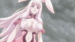 Rule 34 | 1girl, animal ears, animated, animated gif, blue eyes, blush stickers, breast expansion, breasts, cloud, heart, huge breasts, large breasts, lips, long hair, lowres, melona (queen&#039;s blade), melona (queen's blade), monster girl, pink eyes, pink hair, protean assassin melona, queen&#039;s blade, rabbit ears, screencap, slime girl, smile, solo, talking