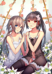 Rule 34 | 1girl, 2boys, absurdres, bare arms, bare shoulders, birdcage, black dress, black hair, black thighhighs, blue eyes, blush, boots, brown hair, cage, collarbone, dress, fingers together, flower, hair flower, hair ornament, hair ribbon, highres, long hair, looking at viewer, low twintails, md5 mismatch, multiple boys, musyne xsk, navel, off shoulder, open clothes, open dress, open mouth, original, panties, ponytail, red eyes, red flower, red rose, ribbon, rose, sleeveless, sleeveless dress, strap slip, sundress, thigh boots, thighhighs, trap, twintails, underwear, very long hair, white dress, white panties, zettai ryouiki