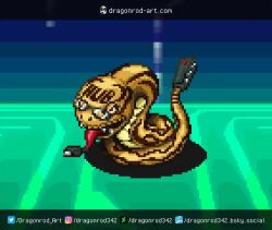 Rule 34 | animated, attack, digimon, digimon (creature), hubmon, looking at viewer, open mouth, pixel art, shadow, sharp teeth, snake, solo, tail, teeth, usb, usb cable, video