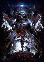 Rule 34 | ainz ooal gown, albedo (overlord), armor, official art, overlord (maruyama), red eyes, skeleton, skull, tagme