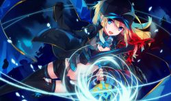 Rule 34 | 1girl, ahoge, aqua eyes, artoria pendragon (all), artoria pendragon (fate), baseball cap, black hat, black jacket, black shorts, black thighhighs, blonde hair, blue eyes, blue jacket, blue scarf, bow, breasts, cleavage, crop top, dual wielding, excalibur (fate/stay night), excalibur morgan (fate), fate/grand order, fate (series), floating hair, groin, gym uniform, hair bow, hat, holding, holding sword, holding weapon, jacket, jianmo sl, long hair, long sleeves, looking at viewer, midriff, mysterious heroine x (fate), mysterious heroine x (third ascension) (fate), navel, night, open clothes, open mouth, open shorts, outdoors, petals, ponytail, rojiura satsuki : chapter heroine sanctuary, saber (fate), scarf, short shorts, shorts, sidelocks, small breasts, solo, stomach, sword, thighhighs, torn clothes, torn scarf, track jacket, visor cap, weapon, wristband