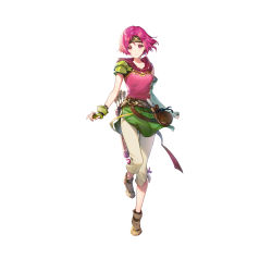 Rule 34 | 1girl, absurdres, armor, arrow (projectile), asymmetrical gloves, belt, belt pouch, breasts, capri pants, closed mouth, collarbone, commentary request, elbow gloves, fingerless gloves, fire emblem, fire emblem: the sacred stones, fire emblem heroes, full body, gloves, hagiya kaoru, headband, highres, hood, hood down, lips, looking at viewer, medium breasts, neimi (fire emblem), nintendo, official art, pants, parted bangs, pink eyes, pink hair, pouch, quiver, shoes, short hair, shoulder armor, simple background, smile, solo, white background