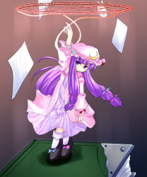 Rule 34 | 1girl, crescent, female focus, hat, long hair, magic circle, patchouli knowledge, purple hair, solo, touhou