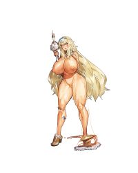 Rule 34 | 1girl, blonde hair, blue eyes, blush, breasts, broken, broken lance, broken weapon, embarrassed, feet, female focus, full body, functionally nude, fur trim, game cg, groin, hair over shoulder, hairband, hands on own chest, hands up, head tilt, highres, holding, holding lance, holding polearm, holding weapon, huge breasts, lance, legs, legs apart, long hair, looking at viewer, melon22, navel, nipples, no panties, open mouth, original, pasties, polearm, pussy, skirt, solo, standing, thighs, torn clothes, transparent background, weapon