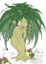 Rule 34 | 1girl, dryad, dryad (seiken densetsu), green eyes, open mouth, partially colored, plant girl, seiken densetsu, solo, tears, yudepii