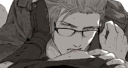 Rule 34 | 2boys, artist request, final fantasy, final fantasy xv, glasses, ignis scientia, licking, looking at viewer, male focus, multiple boys, nipples, undressing, yaoi