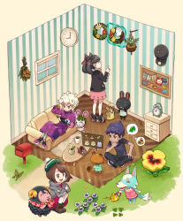 Rule 34 | ahoge, alarm clock, animal crossing, baseball cap, bede (pokemon), black hair, black headwear, black jacket, black pants, blonde hair, boots, bree (animal crossing), brown eyes, brown footwear, brown hair, bug, bulletin board, butterfly, cardigan, character request, check character, clock, coat, cole (animal crossing), commentary request, couch, creatures (company), crossed legs, crossover, curly hair, drawer, dress, eunice (animal crossing), flower, game freak, gameplay mechanics, gen 8 pokemon, gender request, gloria (pokemon), grass, green headwear, green legwear, grey cardigan, hair ribbon, hand on own knee, handheld game console, hands up, hat, holding, holding handheld game console, hop (pokemon), insect, jacket, long sleeves, lying, mailbox (incoming mail), marnie (pokemon), morpeko, morpeko (full), nintendo, nintendo switch, on back, open mouth, pants, pink dress, pokemon, pokemon (creature), pokemon swsh, purple coat, purple hair, red ribbon, ribbon, sasairebun, shirt, shoes, short hair, short sleeves, sitting, skye (animal crossing), socks, spoken object, squatting, standing, tam o&#039; shanter, thought bubble, tom nook (animal crossing), tongue, wall clock, watering can, window, wreath