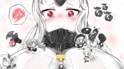 Rule 34 | 10s, 1boy, 6+girls, abyssal ship, aircraft, airplane, anchorage princess, between breasts, bikini, biting, black bikini, blush, breasts, broken tooth, chibi, claws, detached sleeves, escort fortress (kancolle), floating fortress (kancolle), hooded, horns, ka-class submarine, kagitsume, kantai collection, large breasts, long hair, mini person, miniboy, minigirl, multiple girls, no pupils, northern ocean princess, outstretched arm, pale skin, person between breasts, re-class battleship, red eyes, ru-class battleship, seaport princess, shading eyes, sharp teeth, single horn, so-class submarine, southern ocean oni, spoken squiggle, squiggle, swimsuit, t-head admiral, ta-class battleship, teeth, twintails, wa-class transport ship, white hair, wide-eyed, yo-class submarine